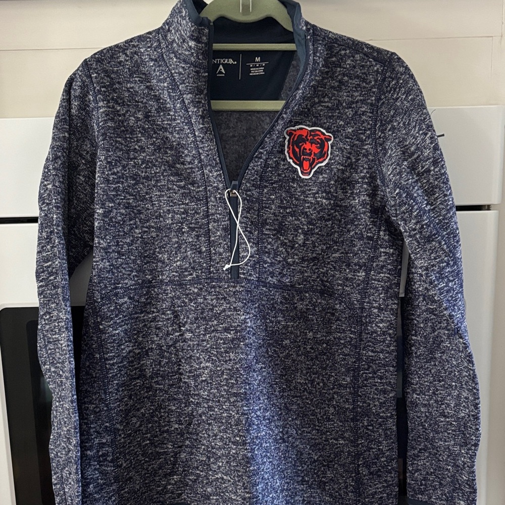Antigua bears women’s Heathered Navy Zip-Up Sweater